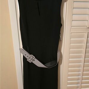 Tahari Black Midi Dress with Checkered Belt
